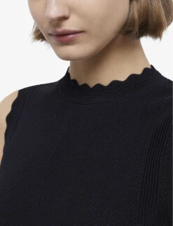 THE KOOPLES Scalloped-trim Knitted Vest -Reis Clothing Shop R04134652 BLA01 ALT03