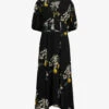 AllSaints Aspen Eugenia Balloon-sleeve Floral-print Woven Midi Dress