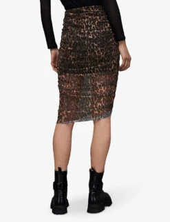 AllSaints Nora Anita Leopard-print Stretch-woven Midi Skirt -Reis Clothing Shop R04134824 NATURALBROWN ALT03