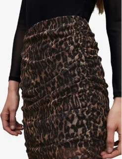 AllSaints Nora Anita Leopard-print Stretch-woven Midi Skirt -Reis Clothing Shop R04134824 NATURALBROWN ALT04