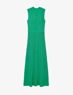 THE KOOPLES Scalloped-trim Open-work Woven Maxi Dress