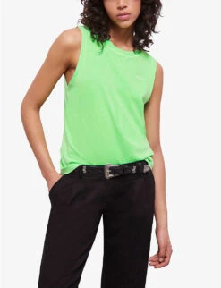 THE KOOPLES Embroidered-logo Sleeveless Cotton T-shirt -Reis Clothing Shop R04135417 GRN76 ALT02