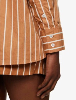 Faithfull The Brand Daija Striped Split-sides Cotton Shirt -Reis Clothing Shop R04135574 ADIASTRIPEPRTHAZELNUT ALT04