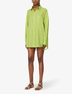 Faithfull The Brand Monita Collared Cotton Maxi Dress -Reis Clothing Shop R04135592 KIWIFRUIT ALT02