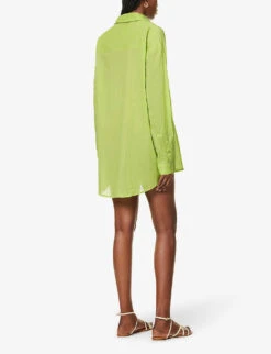 Faithfull The Brand Monita Collared Cotton Maxi Dress -Reis Clothing Shop R04135592 KIWIFRUIT ALT03