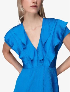Whistles Adeline Frill Stretch-woven Midi Dress 10 Whistles Adeline Frill Stretch-woven Midi Dress -Reis Clothing Shop R04135830 BLUE ALT04