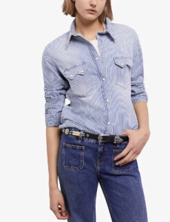 THE KOOPLES Striped Denim Shirt -Reis Clothing Shop R04135856 BLUE6 ALT02