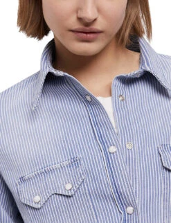 THE KOOPLES Striped Denim Shirt -Reis Clothing Shop R04135856 BLUE6 ALT04