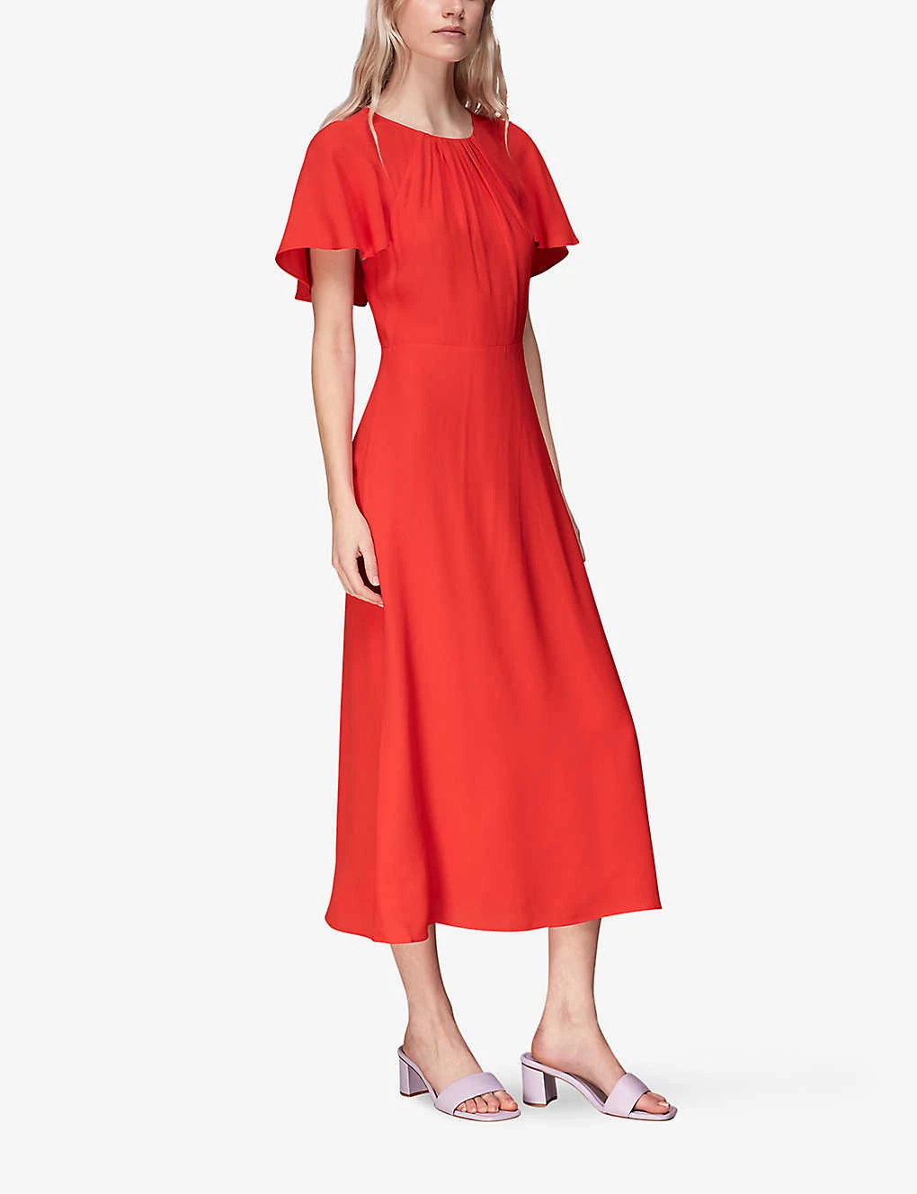 Whistles Annabelle Cape-sleeves Woven Midi Dress 2 Whistles Annabelle Cape-sleeves Woven Midi Dress - Image 2