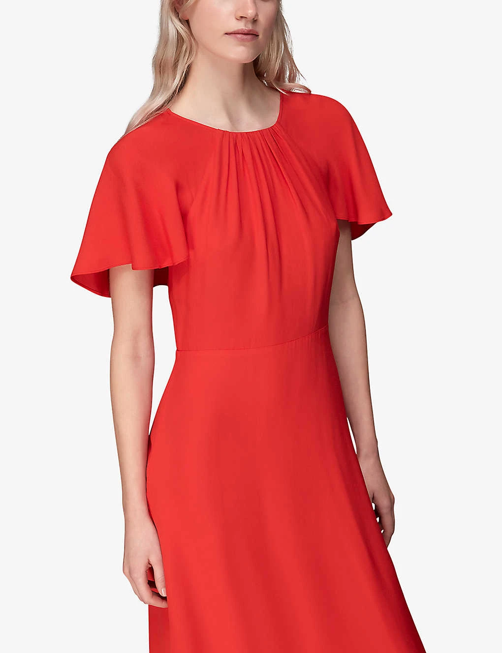 Whistles Annabelle Cape-sleeves Woven Midi Dress 3 Whistles Annabelle Cape-sleeves Woven Midi Dress - Image 3