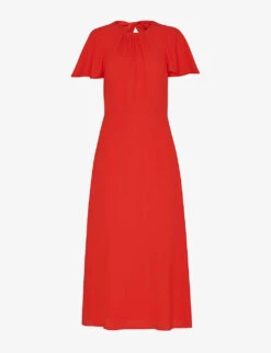 Whistles Annabelle Cape-sleeves Woven Midi Dress