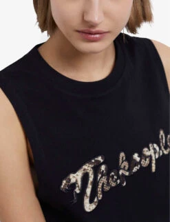 THE KOOPLES Snake-print Logo Cotton T-shirt -Reis Clothing Shop R04137033 BLA01 ALT04