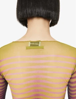 Jean Paul Gaultier Flower Trompe L'Oeil Graphic-print Mesh Top -Reis Clothing Shop R04137652 GREENBLACK ALT05