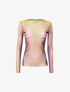 Jean Paul Gaultier Flower Trompe L'Oeil Graphic-print Mesh Top