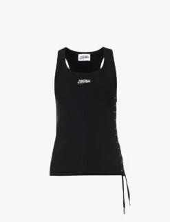 Jean Paul Gaultier Flower Lace-up Cotton-jersey Top