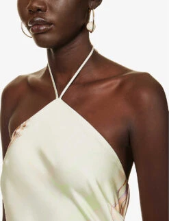 Hansel Marble-print Stretch-satin Gown -Reis Clothing Shop R04140656 SEAFOAMMARBLEPRINT ALT05