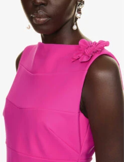 Floral-embellished Sleeveless Stretch-woven Gown -Reis Clothing Shop R04140677 MAGENTA ALT04