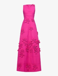 Floral-embellished Sleeveless Stretch-woven Gown