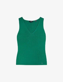 Ted Baker Josiiy Ribbed V-neck Stretch-knit Top