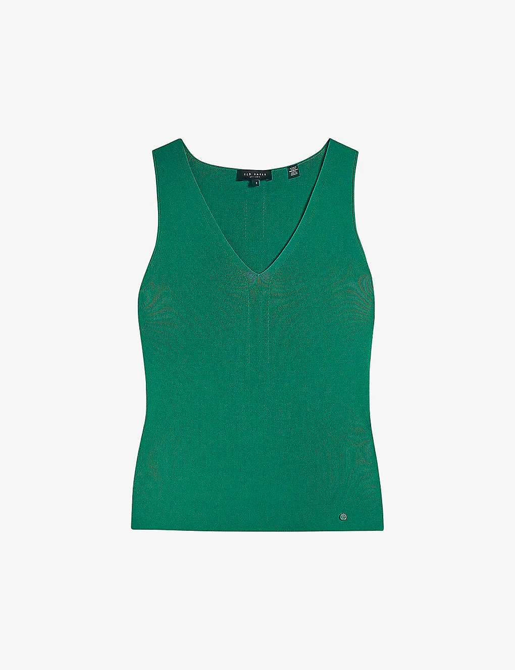 Ted Baker Josiiy Ribbed V-neck Stretch-knit Top 1 Ted Baker Josiiy Ribbed V-neck Stretch-knit Top