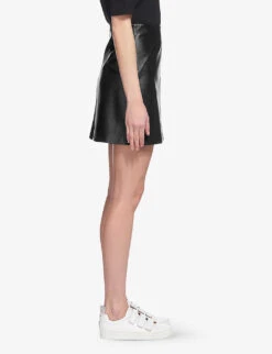 Whistles High-waisted A-lined Leather Mini Skirt -Reis Clothing Shop R04141044 BLACK ALT02