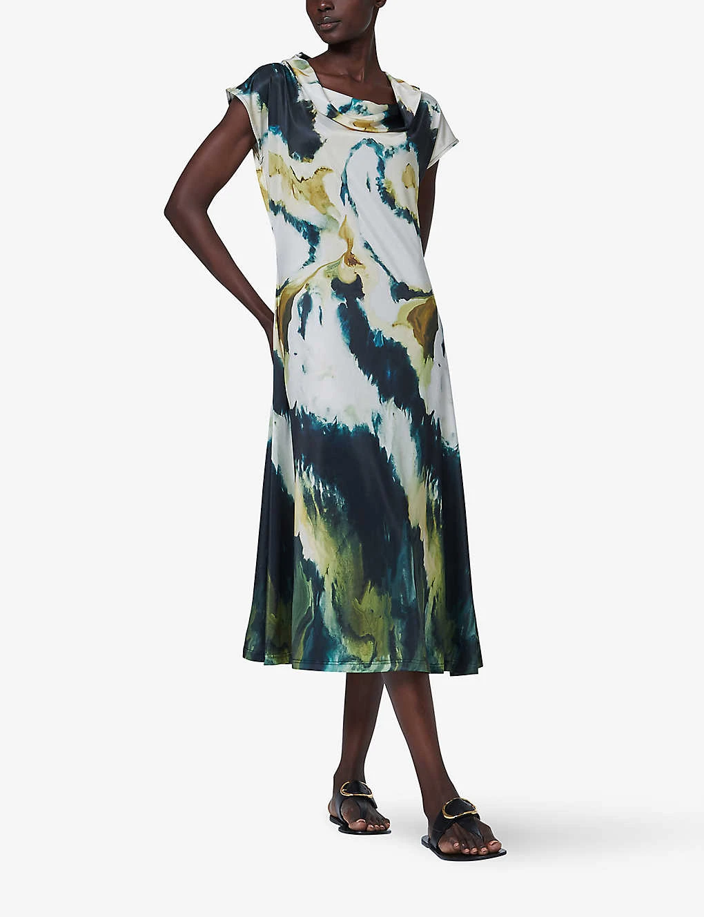 Marble-print Relaxed-fit Stretch-woven Midi Dress 2 Marble-print Relaxed-fit Stretch-woven Midi Dress - Image 2