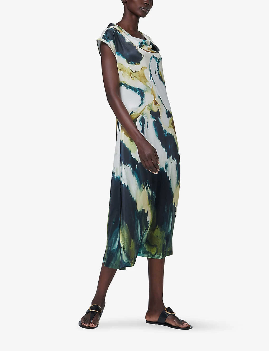 Marble-print Relaxed-fit Stretch-woven Midi Dress 3 Marble-print Relaxed-fit Stretch-woven Midi Dress - Image 3