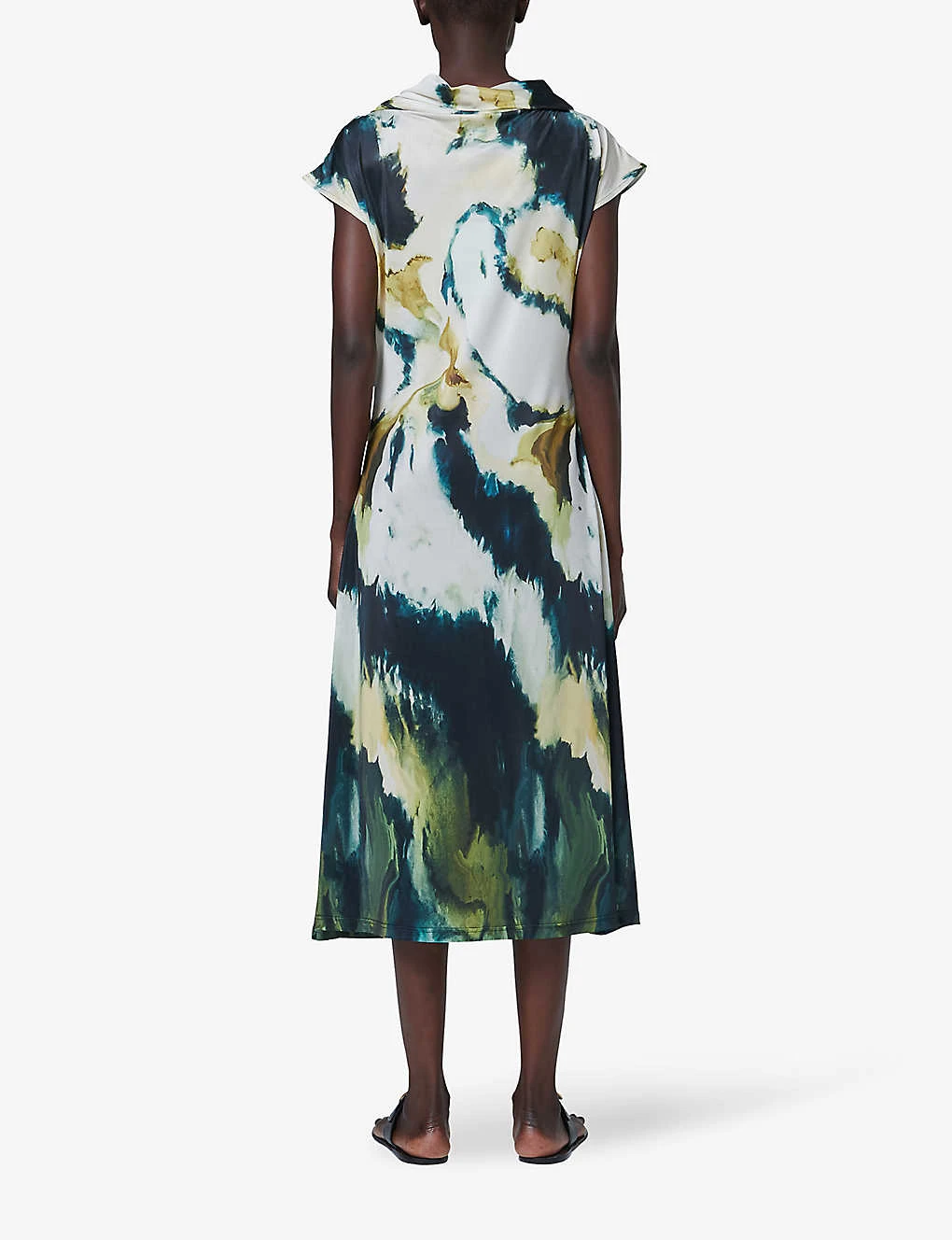 Marble-print Relaxed-fit Stretch-woven Midi Dress 4 Marble-print Relaxed-fit Stretch-woven Midi Dress - Image 4