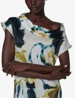 Marble-print Relaxed-fit Stretch-woven Midi Dress 9 Marble-print Relaxed-fit Stretch-woven Midi Dress -Reis Clothing Shop R04141930 GREENMULTI ALT04