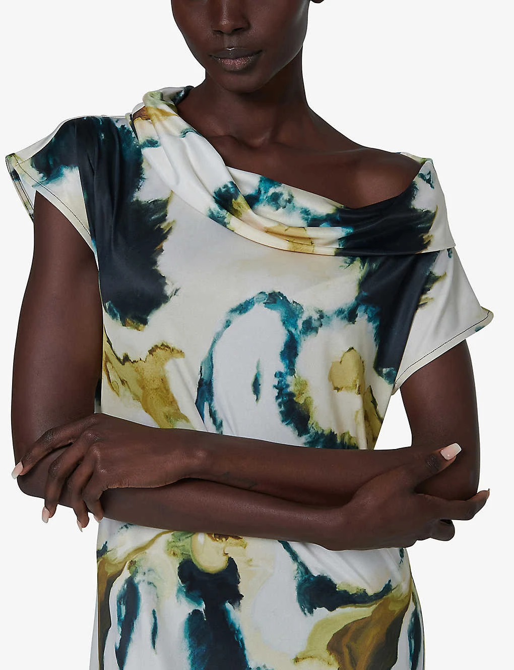 Marble-print Relaxed-fit Stretch-woven Midi Dress 5 Marble-print Relaxed-fit Stretch-woven Midi Dress - Image 5