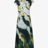 Marble-print Relaxed-fit Stretch-woven Midi Dress