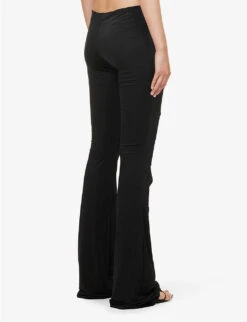 Healing Cutout-panel Low-rise Flared-leg Stretch-woven Trousers -Reis Clothing Shop R04142484 BLACK ALT03