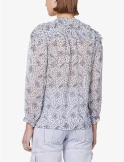 Paige Margret Floral-pattern Silk Blouse -Reis Clothing Shop R04144134 WHITEPERIWINKLE ALT03