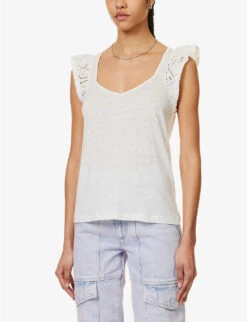 Paige Giulia Frill-sleeve Linen Top -Reis Clothing Shop R04144140 WHITE ALT02