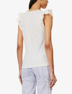 Paige Giulia Frill-sleeve Linen Top -Reis Clothing Shop R04144140 WHITE ALT03