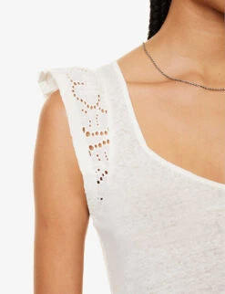 Paige Giulia Frill-sleeve Linen Top -Reis Clothing Shop R04144140 WHITE ALT04