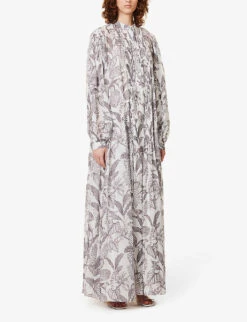 Filippa Floral-pattern Woven Maxi Dress -Reis Clothing Shop R04144900 WHITEBASE ALT02