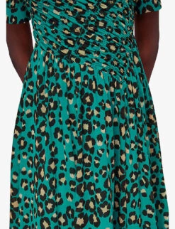 Whistles Leopard-print Shirred Woven Midi Dress -Reis Clothing Shop R04144929 MULTICOLOURED ALT04