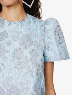 I’ll Get You, My Pretty Metallic-jacquard Mini Dress -Reis Clothing Shop R04144931 BLUE ALT04