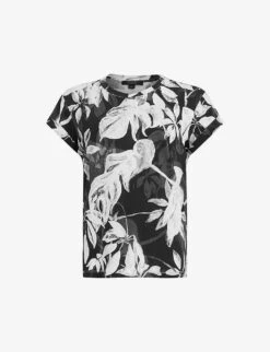 AllSaints Anna Jackie Floral-pattern Organic-cotton T-shirt
