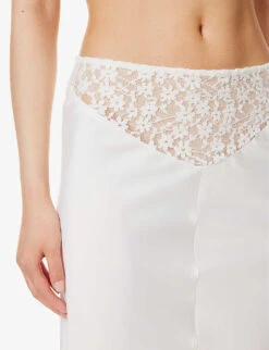 Trimiti Lace-trim Satin Midi Skirt -Reis Clothing Shop R04147086 WHITE ALT04