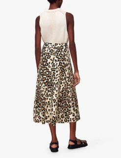 Whistles Leopard-print Button-through Woven Midi Skirt -Reis Clothing Shop R04147720 MULTICOLOURED ALT02