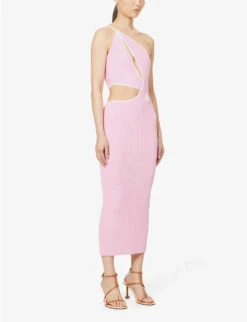 Neomie Cut-out Knitted Midi Dress -Reis Clothing Shop R04148507 BUBBLEGUMPINKWHITE ALT02