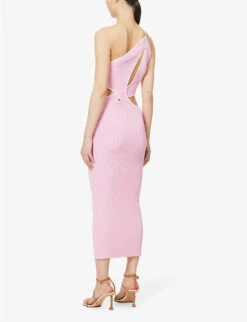 Neomie Cut-out Knitted Midi Dress -Reis Clothing Shop R04148507 BUBBLEGUMPINKWHITE ALT03