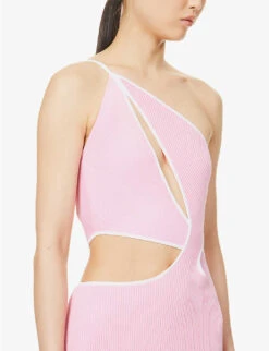 Neomie Cut-out Knitted Midi Dress -Reis Clothing Shop R04148507 BUBBLEGUMPINKWHITE ALT04