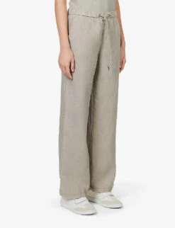 JAMES PERSE Textured Straight-leg High-rise Linen Trousers -Reis Clothing Shop R04149009 SILT ALT02