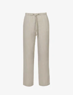 JAMES PERSE Textured Straight-leg High-rise Linen Trousers