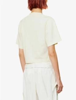 Logo-print Cropped Cotton T-shirt -Reis Clothing Shop R04149013 BEIGE ALT03