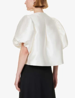 By Malina Cleo Round-neck Puff-shoulder Woven Blouse -Reis Clothing Shop R04149443 IVORY ALT03