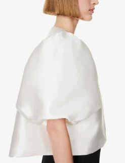 By Malina Cleo Round-neck Puff-shoulder Woven Blouse -Reis Clothing Shop R04149443 IVORY ALT04